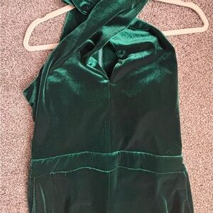 Emerald Green Velvet Halter Top